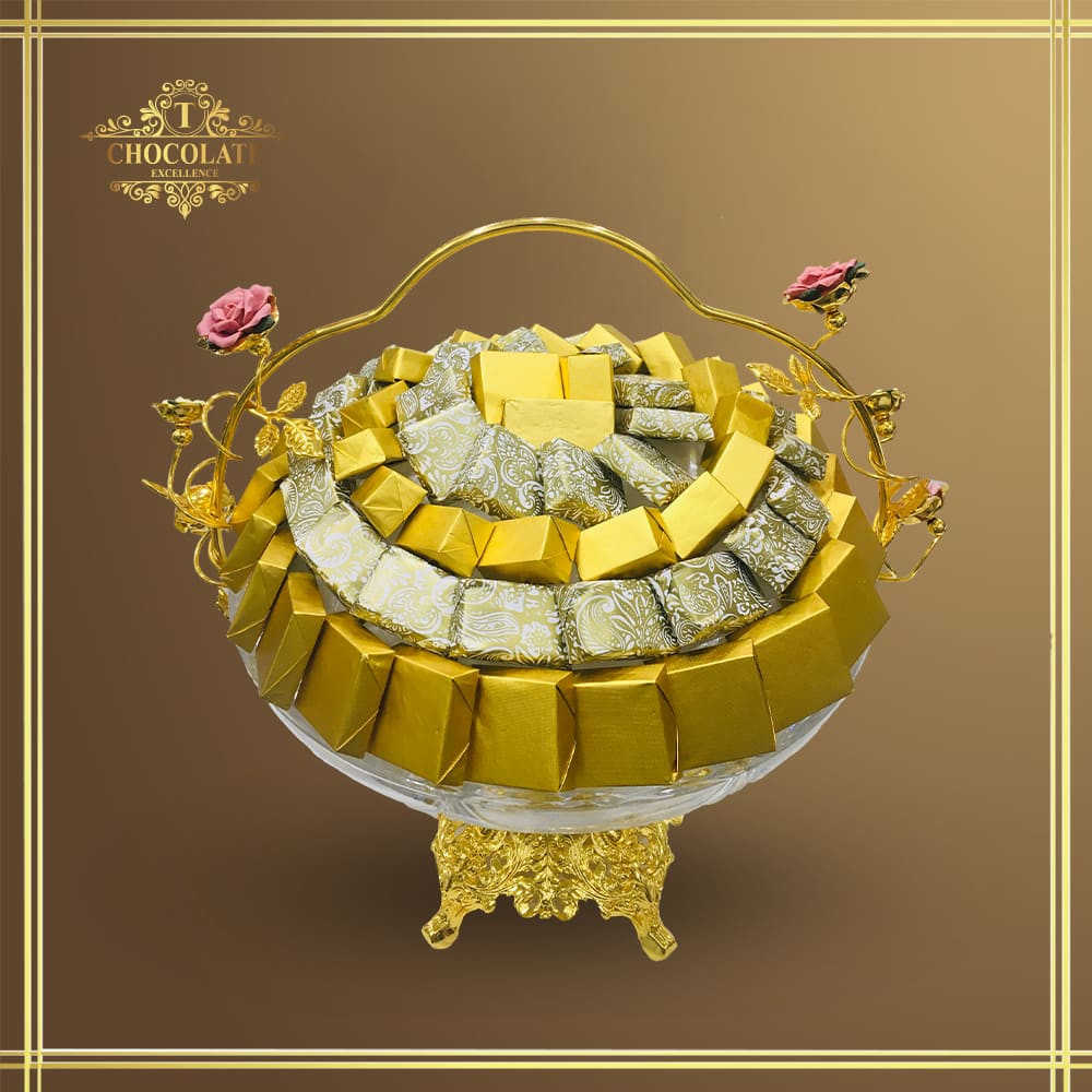 Golden Chocolate Flower Tray Arrangement Z566