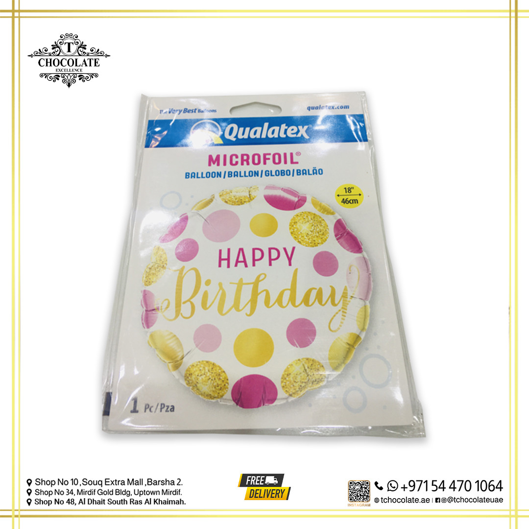 Happy Birthday Helium Foil Pink Balloon