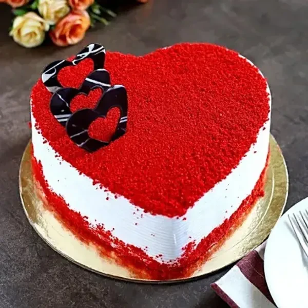 Red Velvet Cake Heart Shape