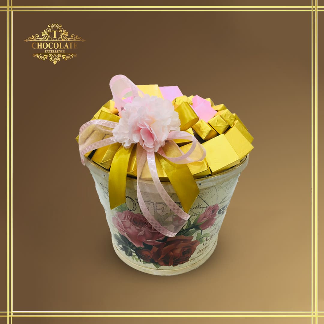 Chocolate Flower Bucket Arrangement Z560