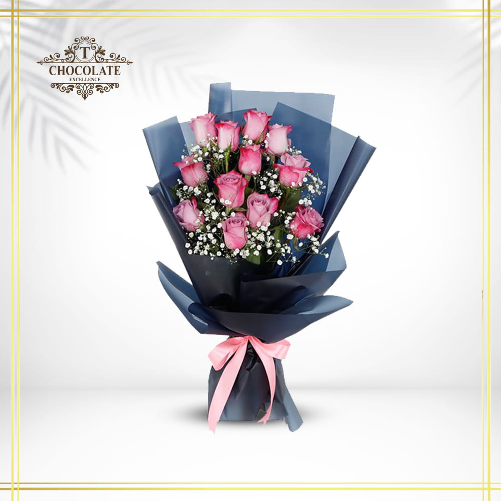 Designer Bouquet of 12 Purple Roses