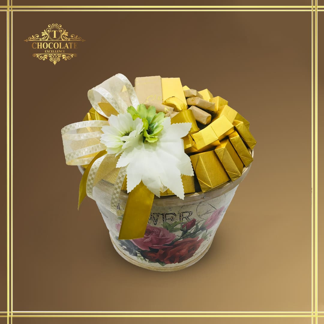 Chocolate Flower Bucket Arrangement Z562